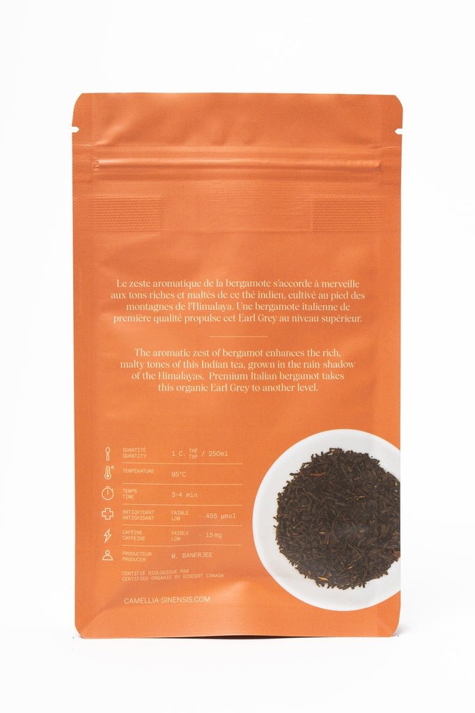 CAMELLIA SINENSIS - THÉ EARL GREY BIOLOGIQUE ET ÉQUITABLE - 65g - Mousse Café coop de solidarité