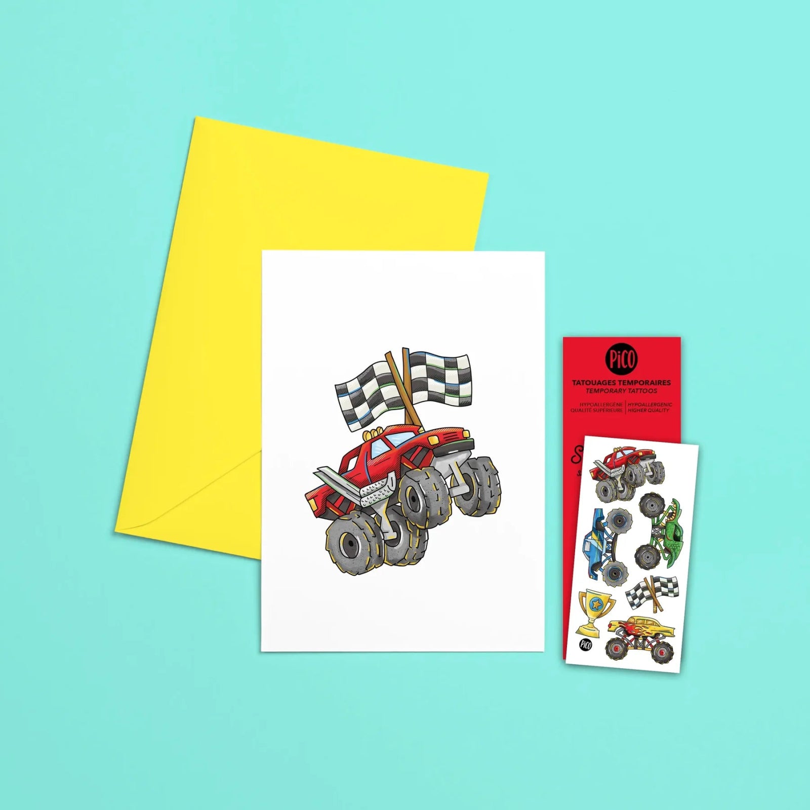 Carte de souhaits - Camion monstre - Mousse Café coop de solidarité