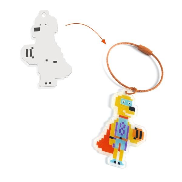 DIY - Porte-clés en plastique magique - Héros Pixel Art - Mousse Café coop de solidarité