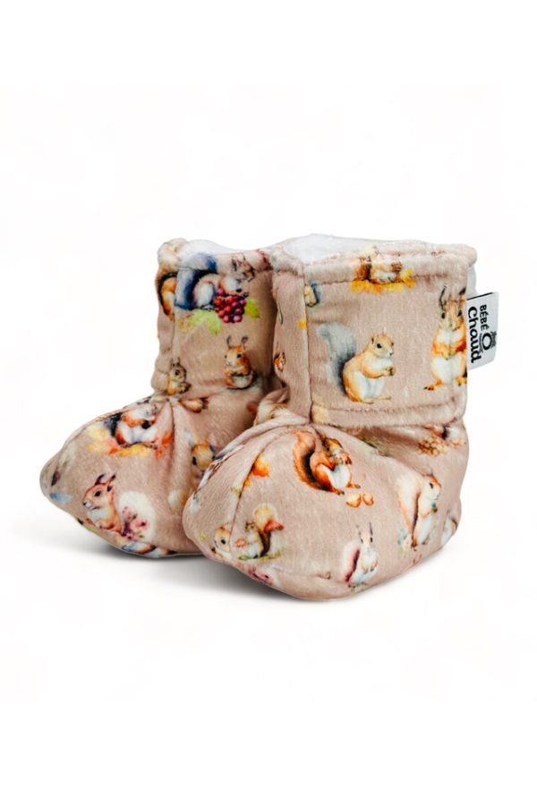 Pantoufles à velcro - Écureuil - Mousse Café coop de solidarité