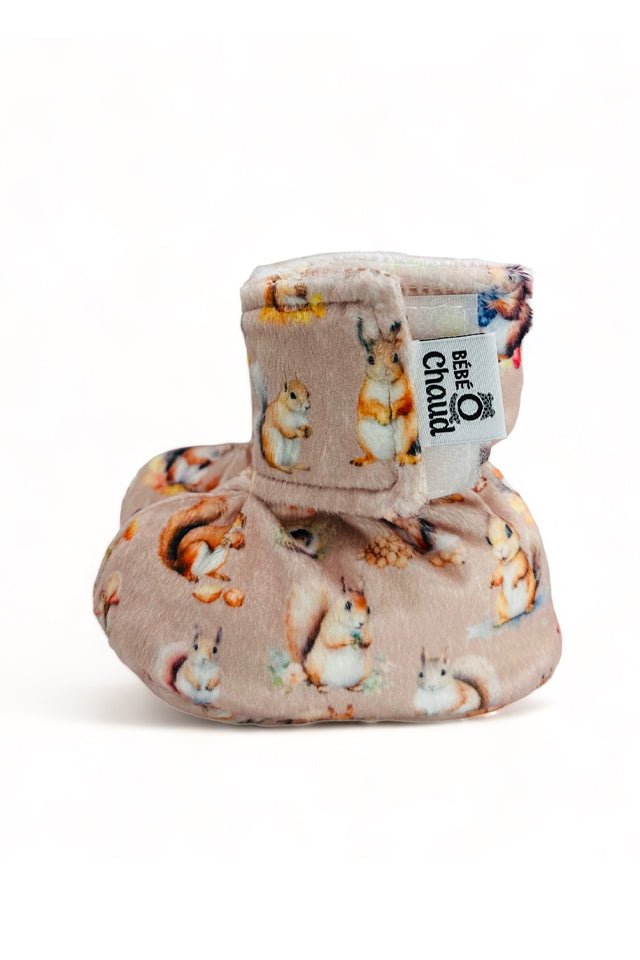 Pantoufles à velcro - Écureuil - Mousse Café coop de solidarité