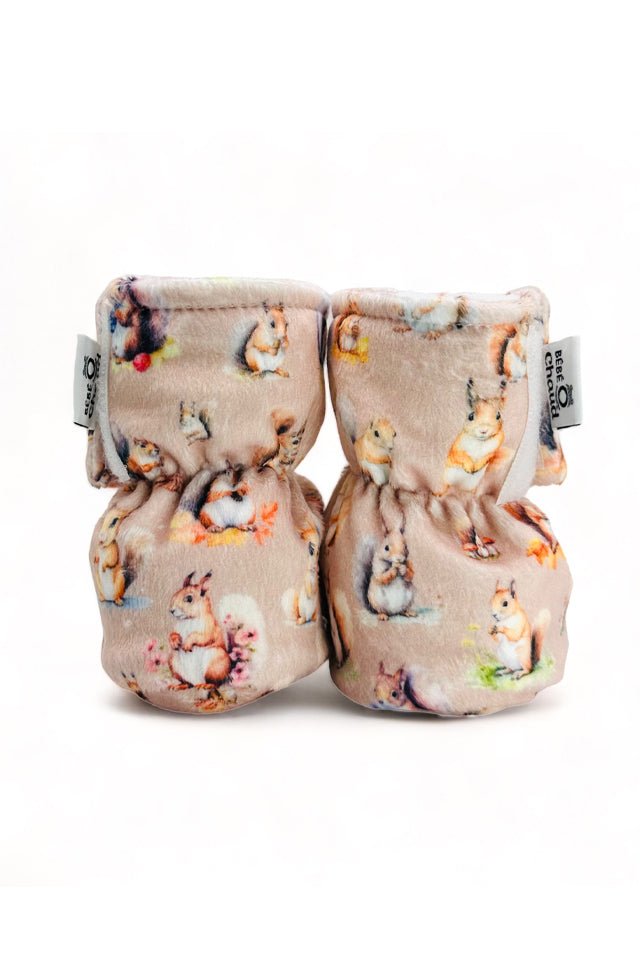 Pantoufles à velcro - Écureuil - Mousse Café coop de solidarité