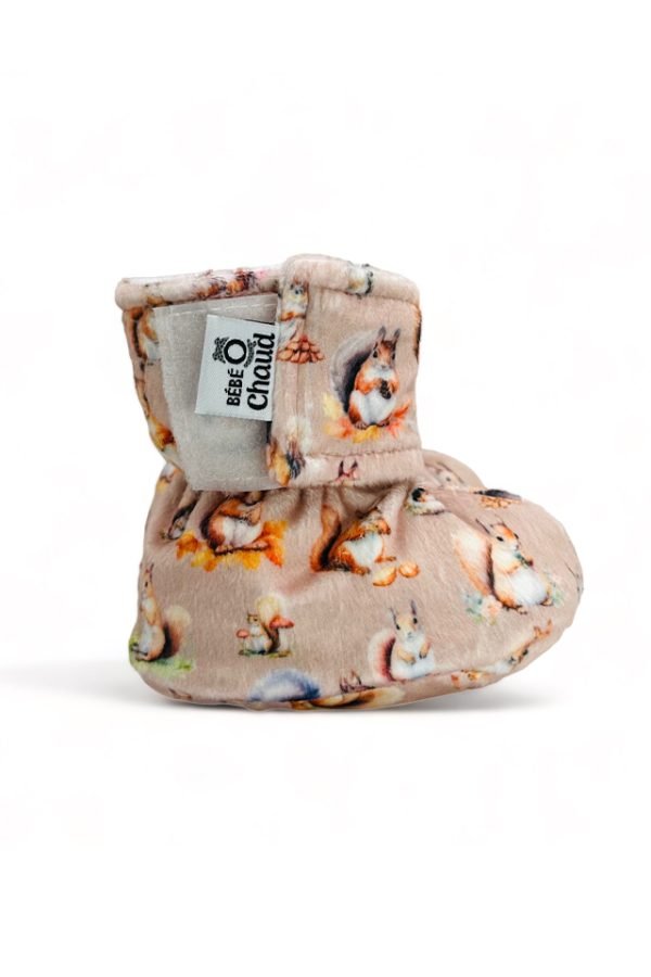 Pantoufles à velcro - Écureuil - Mousse Café coop de solidarité