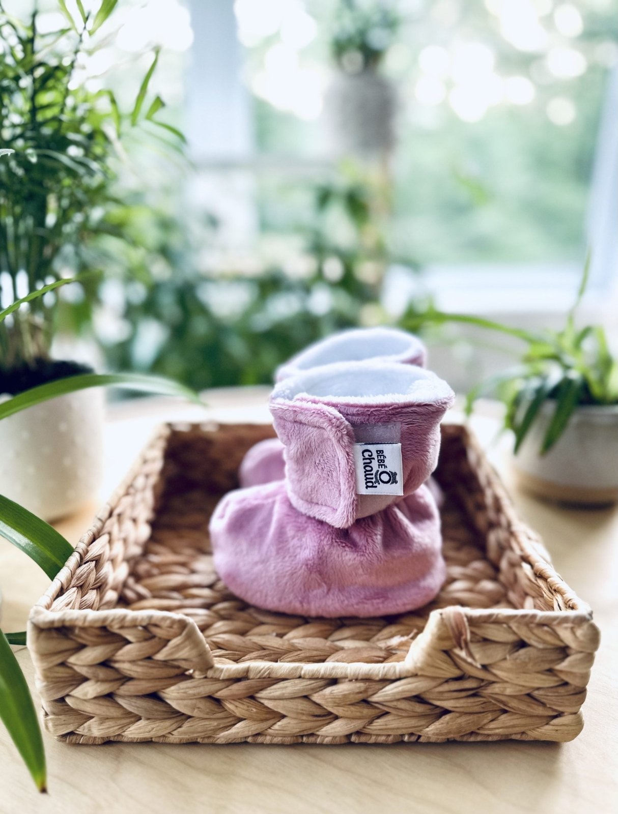 Pantoufles à velcro rose - Mousse Café coop de solidarité