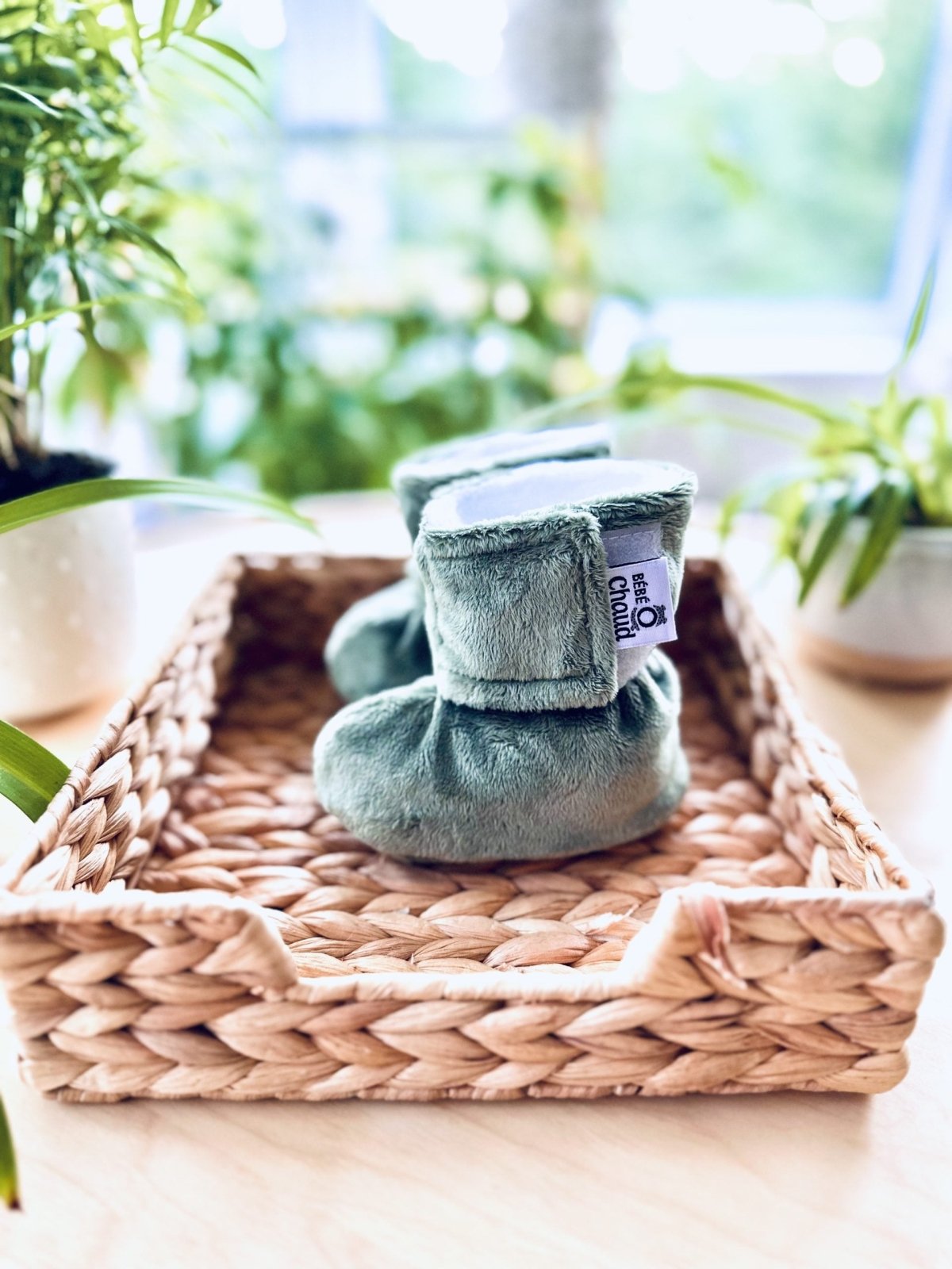 Pantoufles à velcro sauge - Mousse Café coop de solidarité