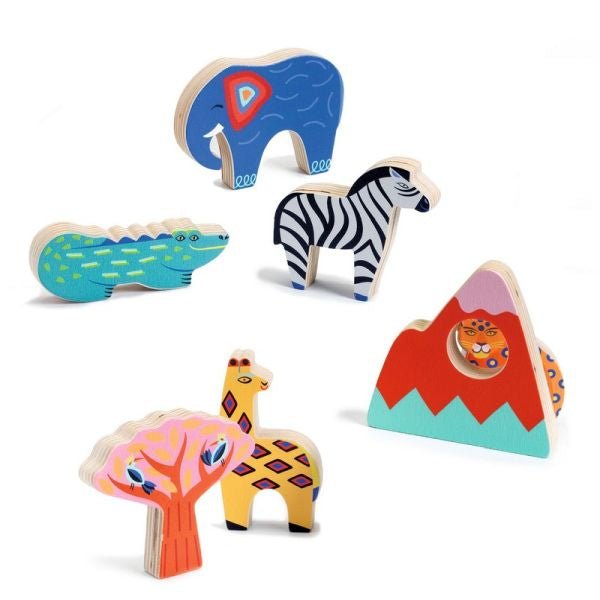 Puzzle bois - Savana Story - 7 pièces - Mousse Café coop de solidarité