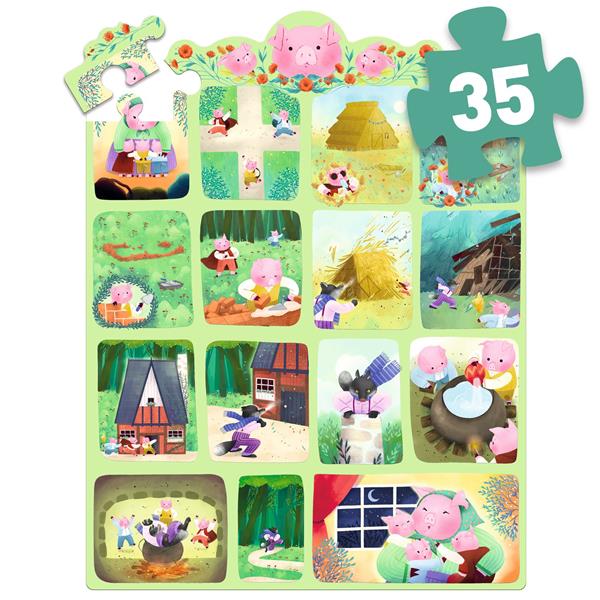 Puzzle histoire - Les Trois Petits Cochons (35 pièces) - Mousse Café coop de solidarité