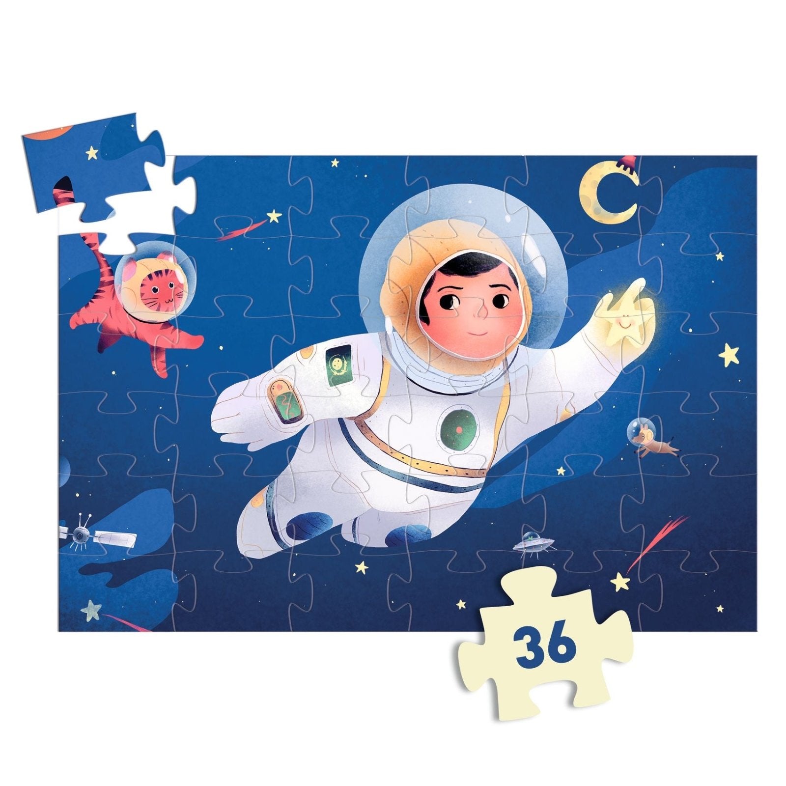 Puzzle Un astronaute dans la lune - 36 pièces - Mousse Café coop de solidarité