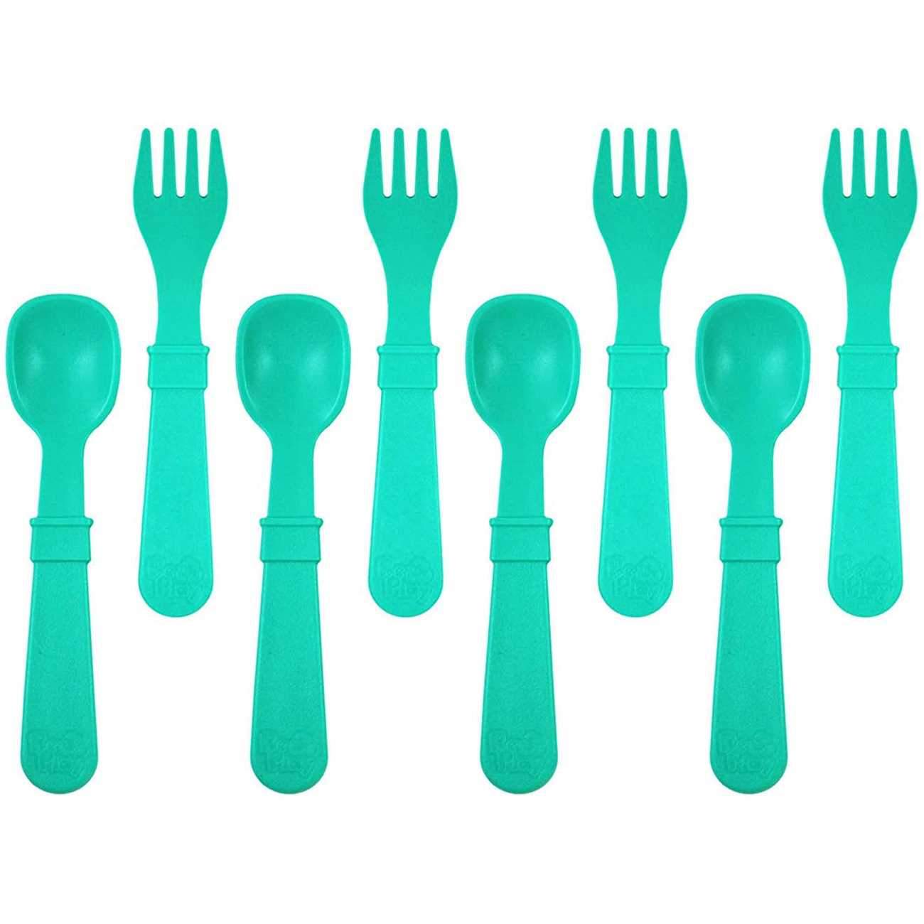 8 ustensiles en plastique recyclé Re-Play - Mousse Café, coopérative de solidarité