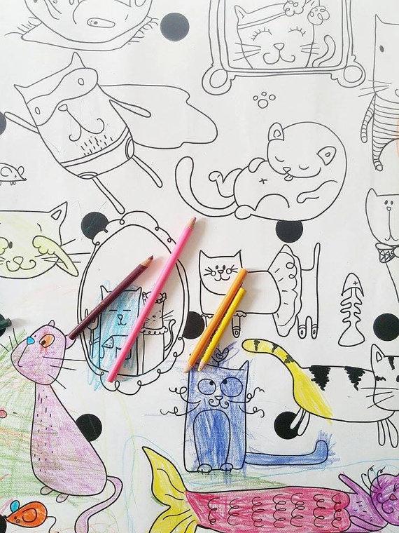 Affiche géante à colorier - Chats - Mousse Café, coopérative de solidarité