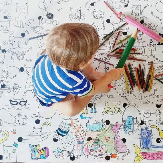 Affiche géante à colorier - Chats - Mousse Café, coopérative de solidarité