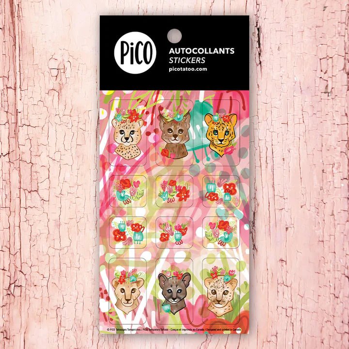 Autocollants - Les félins fleuris - Mousse Café coop de solidarité