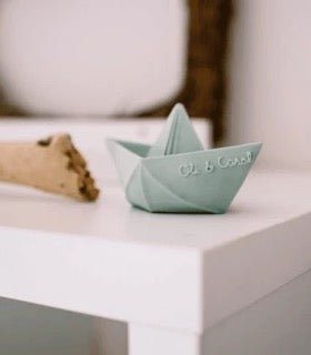 Jouet de dentition - Bateau origami menthe - Mousse Café coop de solidarité