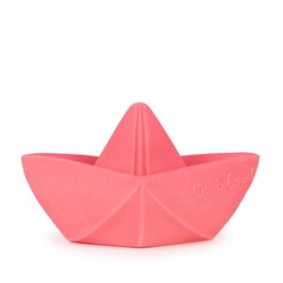 Jouet de dentition - Bateau origami rose - Mousse Café coop de solidarité