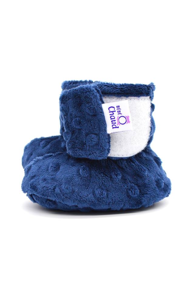 Pantoufles à velcro bleu marin - Mousse Café, coopérative de solidarité