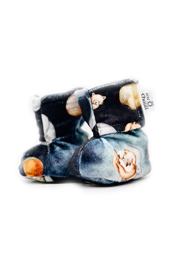 Pantoufles à velcro Univers endormi - Mousse Café coop de solidarité