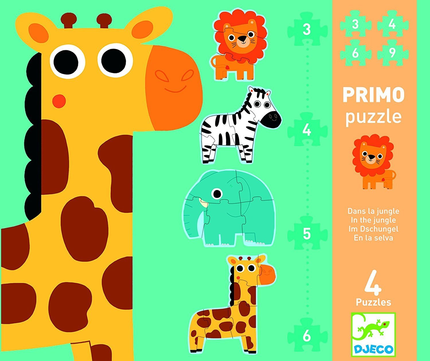 Primo Puzzle - Dans la jungle 3, 4, 5, 6 pièces - Mousse Café, coopérative de solidarité