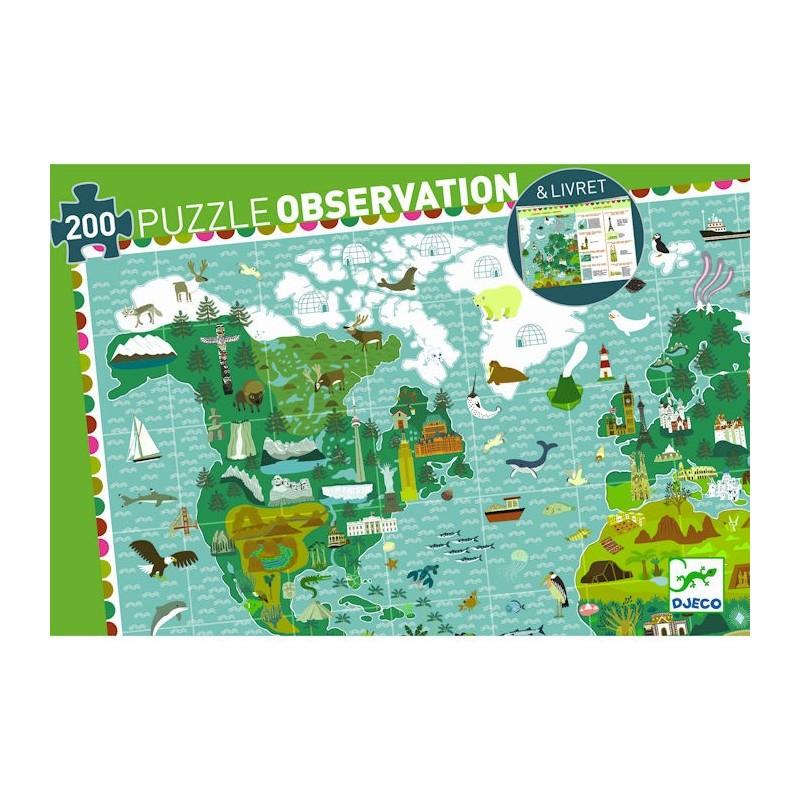 Puzzle observation - Le tour du monde 200 pièces - Mousse Café, coopérative de solidarité