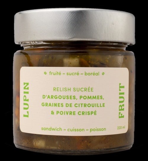 Relish sucrée d'argouses, pommes, graines de citrouille & poivre crispé - Mousse Café coop de solidarité